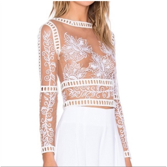 For Love And Lemons Desert Nights Crop Top Size S White and Nude Lace - Picture 4 of 8